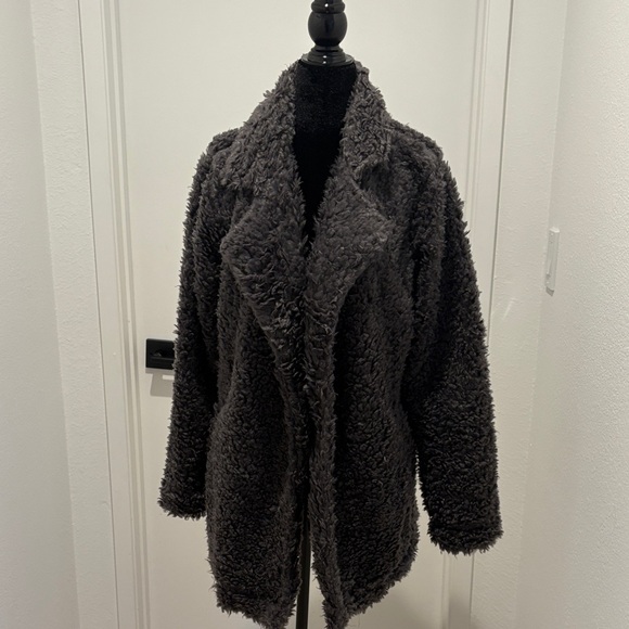 P.J. Salvage Jackets & Blazers - P.J. Salvage Charcoal Teddy Jacket